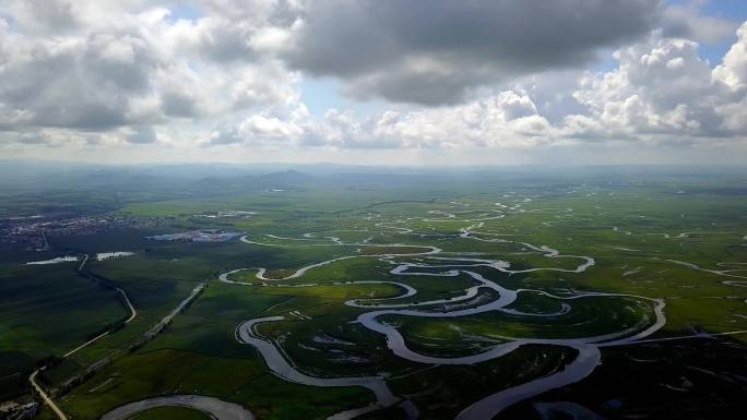 航拍挠力河三江湿地