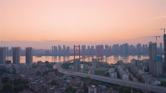 4K实拍武汉夜景鹦鹉洲长江大桥