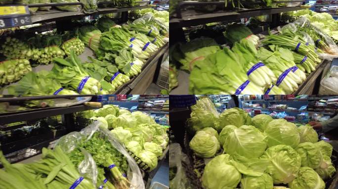 菜市场新鲜蔬菜活体龙虾泡菜实拍