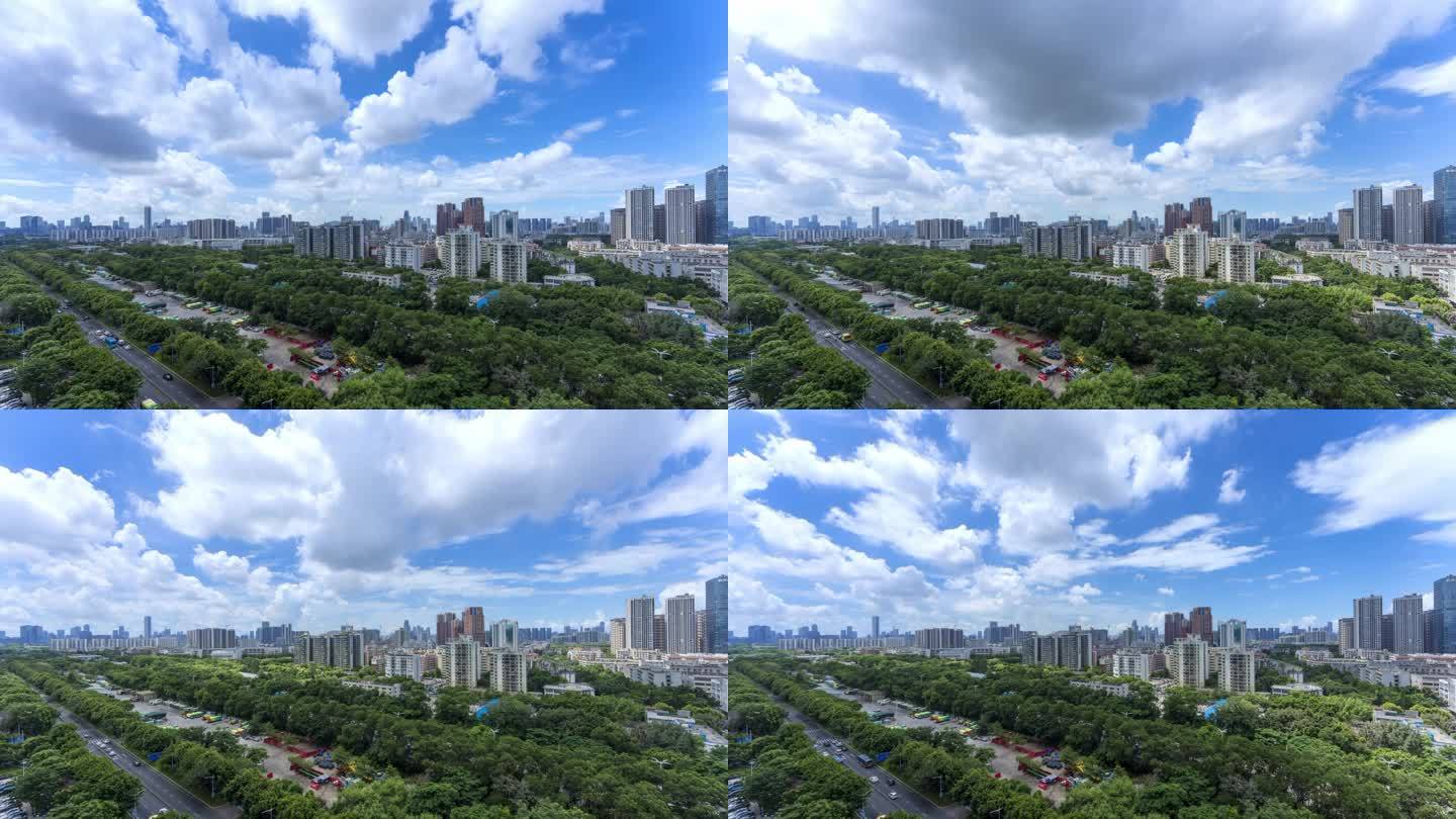 深圳城市漂亮的蓝天白云延时4k