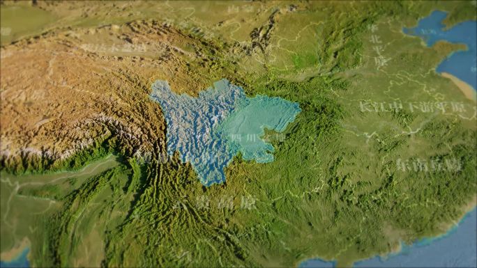 四川 3d立体地图 中国写实地形图 成都