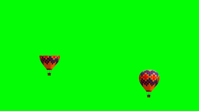 绿幕抠像热气球素材，绿屏热气球绿色背景