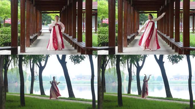 实拍古装唐朝舞蹈优美 古风中国文化素材
