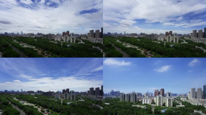 深圳城市外景超广视角蓝天白云延时空镜