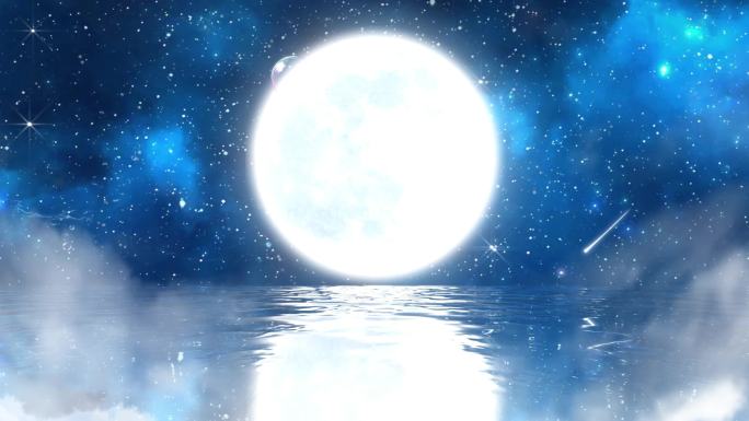 蓝色星空月亮背景