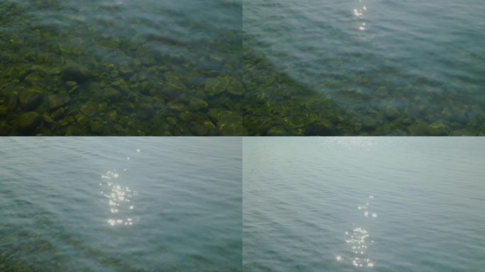 光斑 发光 湖 鹅卵石 空镜头 树 湖岸