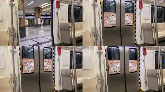 北京地铁末班车空荡车厢交通工具地铁内座椅