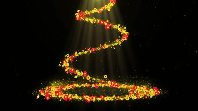 4K元宝红包旋转落下背景-无缝循环