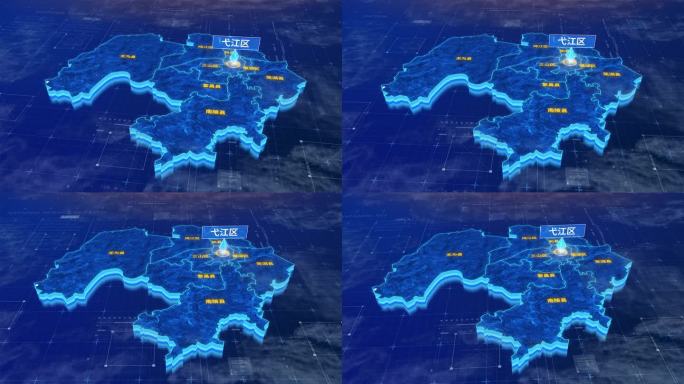 芜湖市弋江区蓝色科技三维区位地图