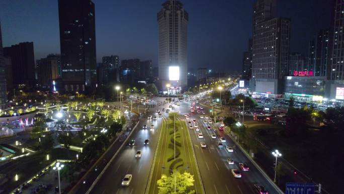 淮安市中心夜景-4k航拍