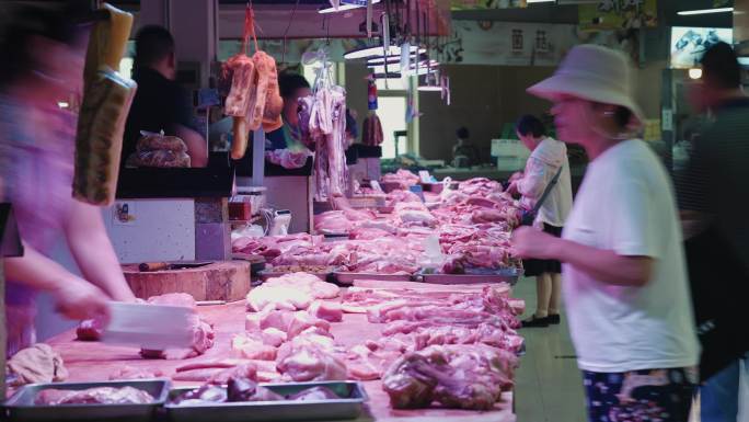 菜市场农贸市场买卖猪肉