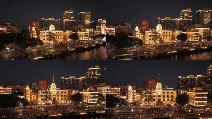 广州沿江西路夜景航拍