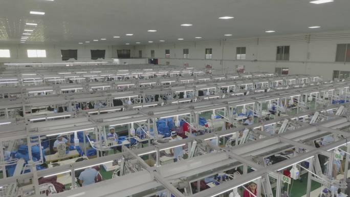4k缝纫机厂全景航拍
