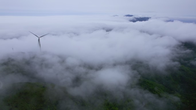 雨后云海电力风车云雾
