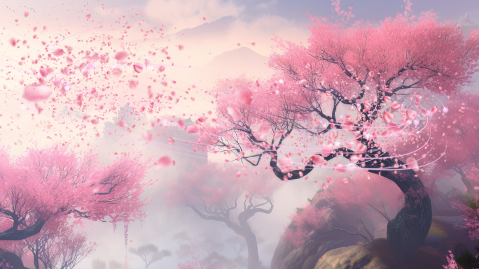 命里犯桃花古典古风梦幻夜色花好月圆江南水