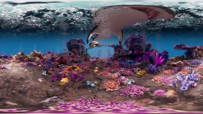 8k360VR全景海底世界景鲨鱼鲸鱼海龟
