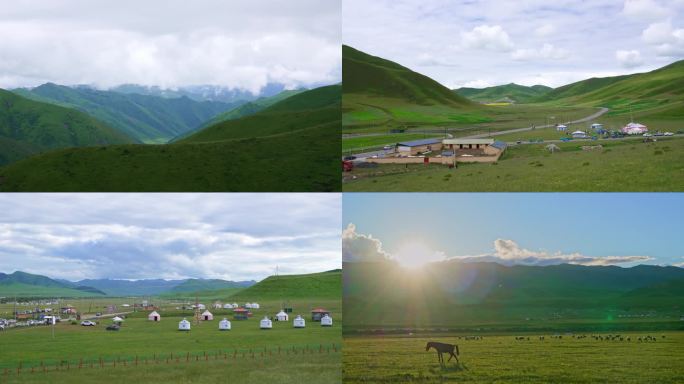 草原旅游牧民经济藏族村庄炊烟帐篷蒙古包