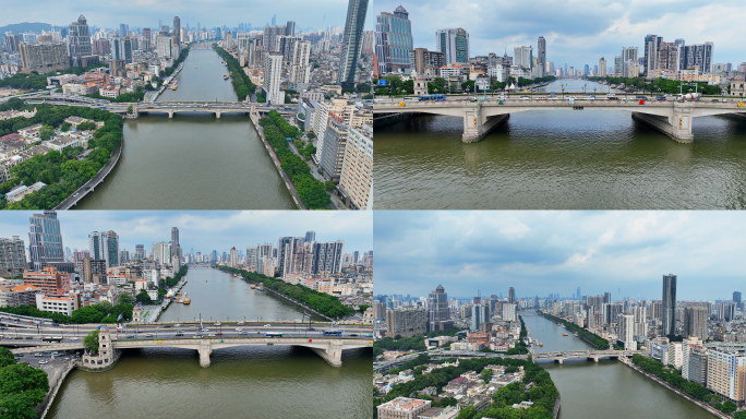 广州珠江河珠江两岸4K航拍