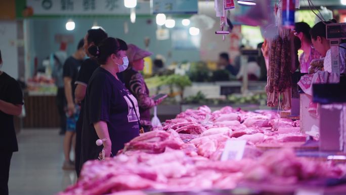 菜市场农贸市场买卖猪肉