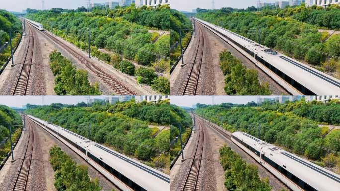 高铁驶过复兴号高铁铁路火车