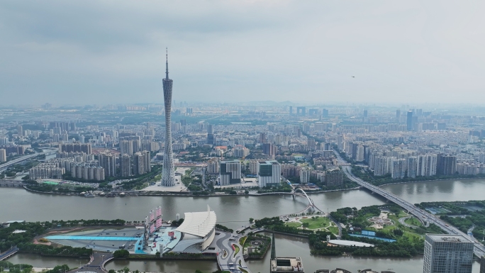 广州塔新中轴线空镜视频素材4K航拍