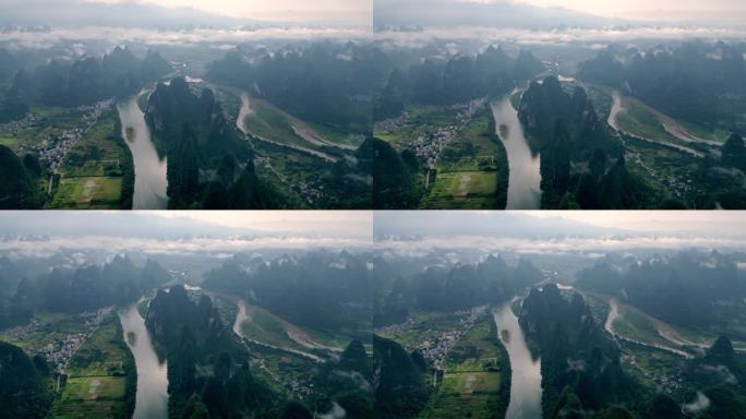 广西桂林漓江日出云海美景