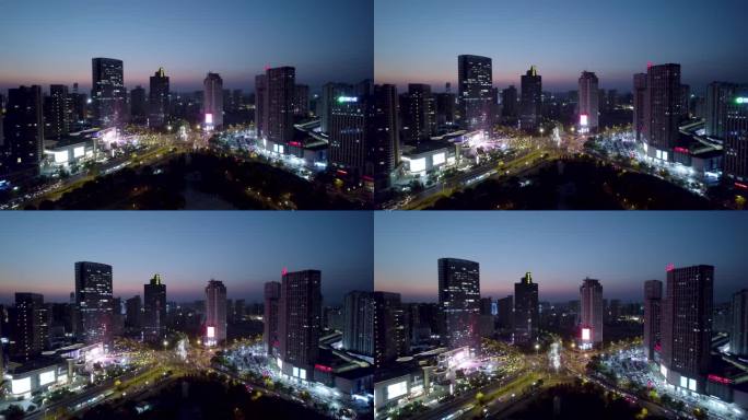 淮安市中心夜景-4k航拍