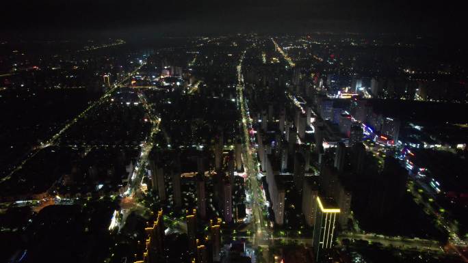 安徽蚌埠城市夜景灯光航拍