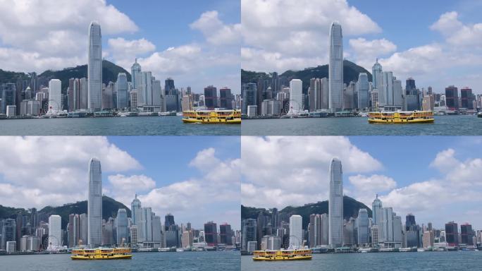 高清实拍香港维多利亚港天星小轮驶过