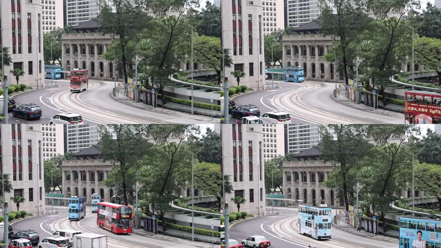 高清实拍香港街头叮叮电车