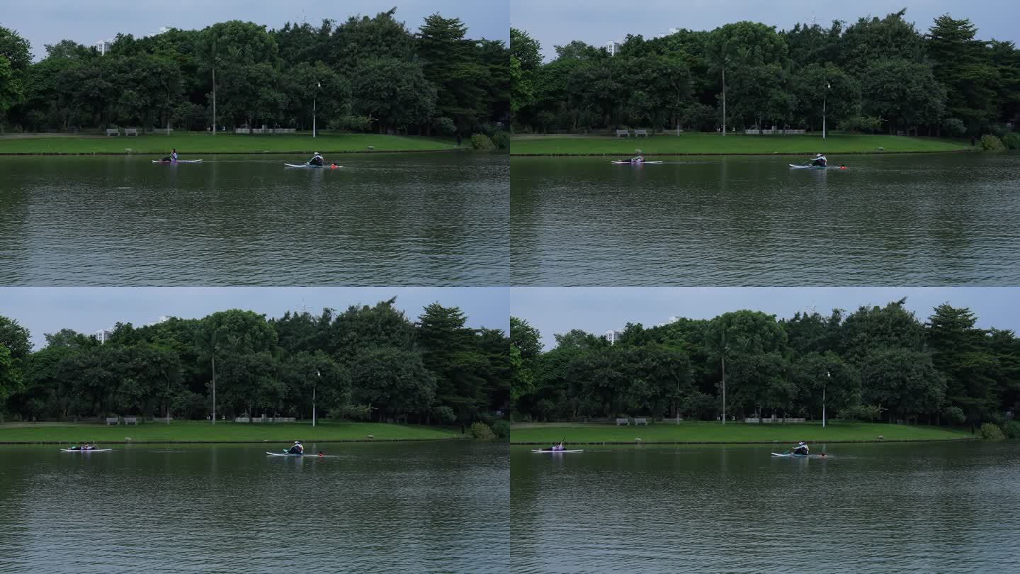 湖 公园 划船 阴天 运动