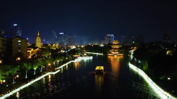 淮安市里运河夜景-航拍