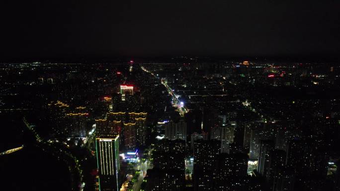 安徽蚌埠城市夜景灯光航拍