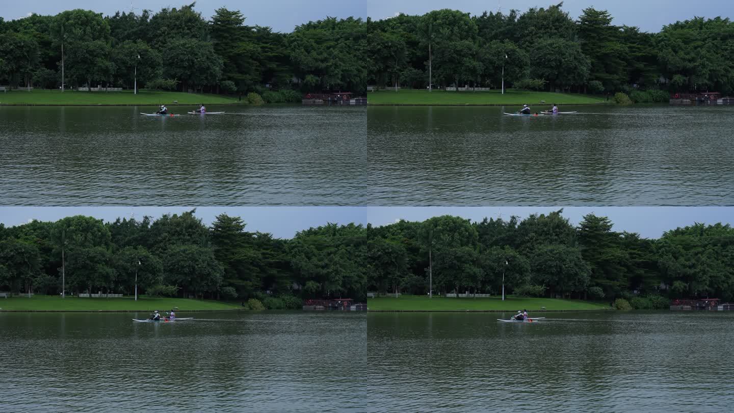 湖 公园 划船 阴天 运动