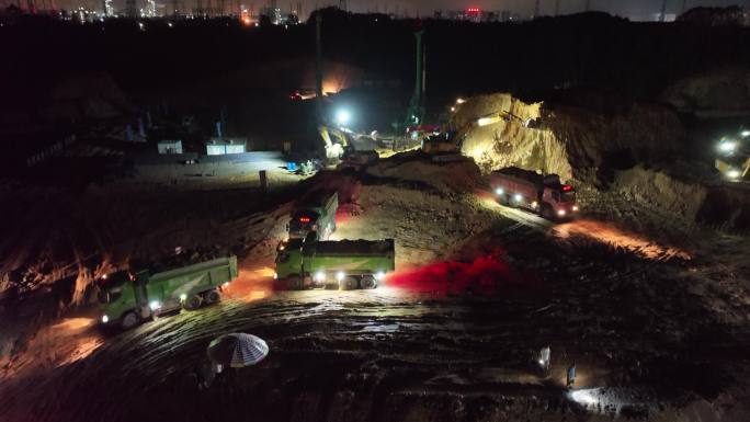 夜间工地加班施工