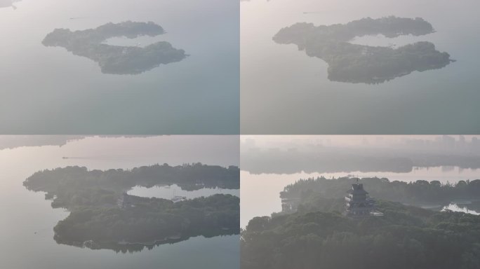 4K-Log-航拍苏州金鸡湖桃花岛紫氤阁