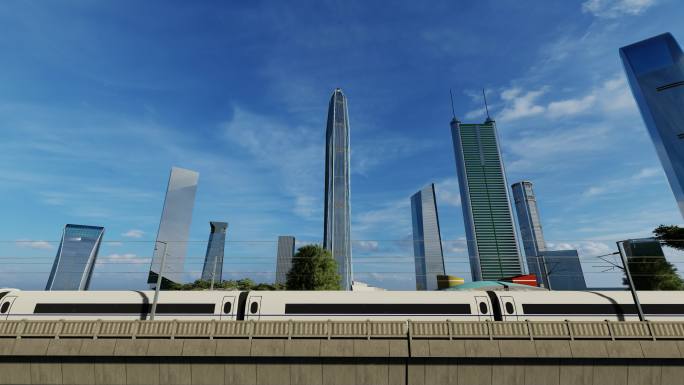 高铁穿过城市4K