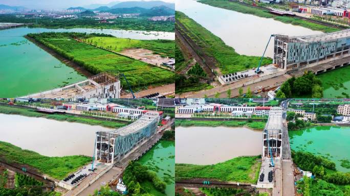 台州黄岩，江口大闸路，千年永宁江，水闸门