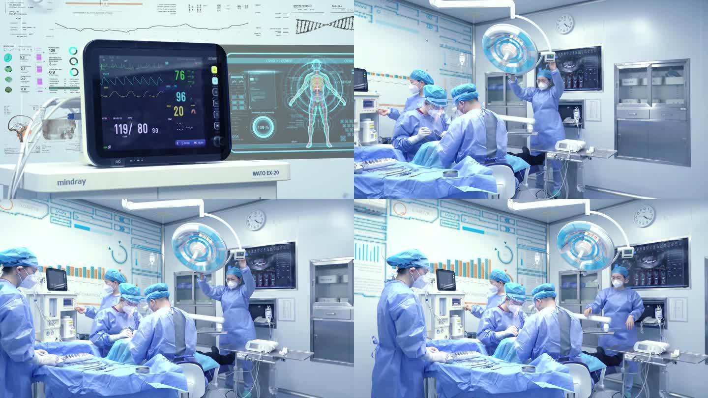 高科技设备手术室做手术心率监测仪