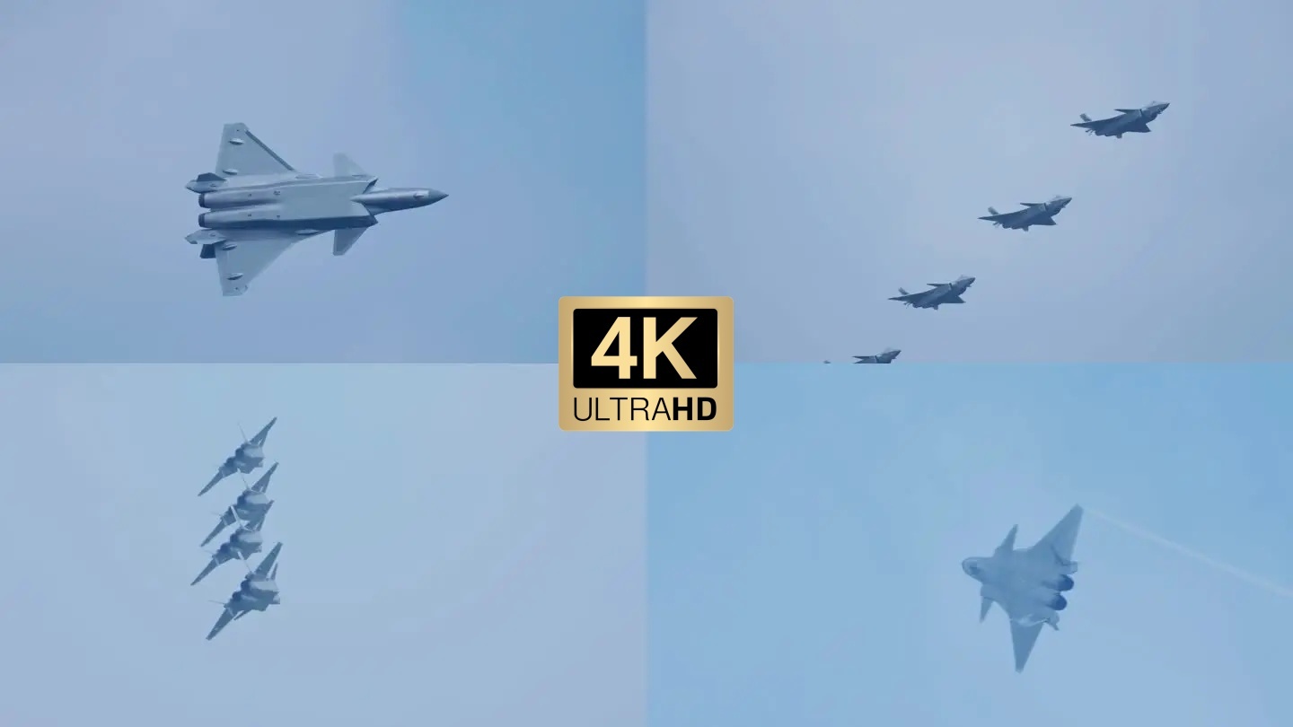 长春航展歼20飞机视频素材 4K