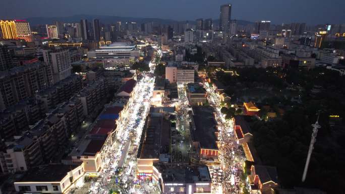 江苏连云港城市风光夜幕降临夜景灯光航拍