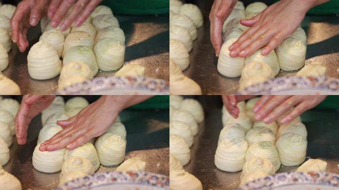 杭州河坊街宫廷酥牛肉饼制作过程慢镜头