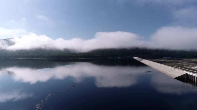 航拍内蒙古扎敦水利枢纽-拦河坝