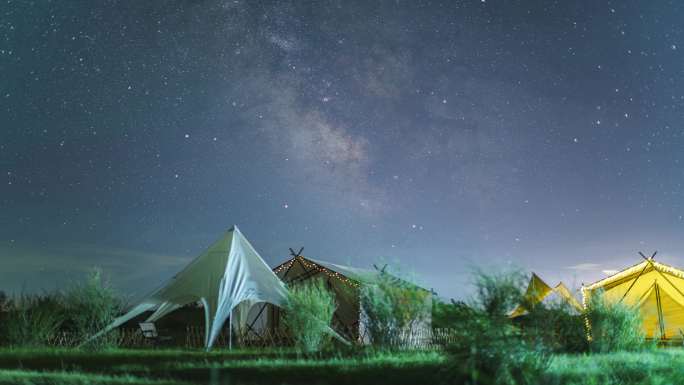 8K 星空露营地 银河 帐篷