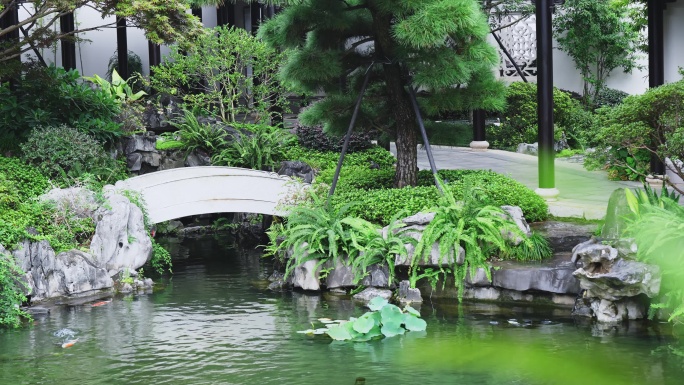 中式园林中小石拱桥