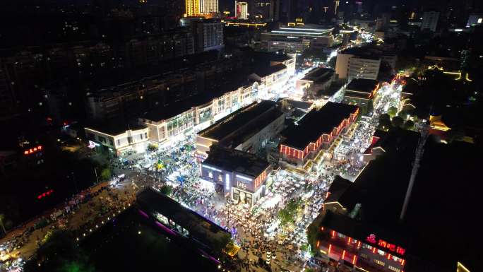 江苏连云港城市风光夜幕降临夜景灯光航拍