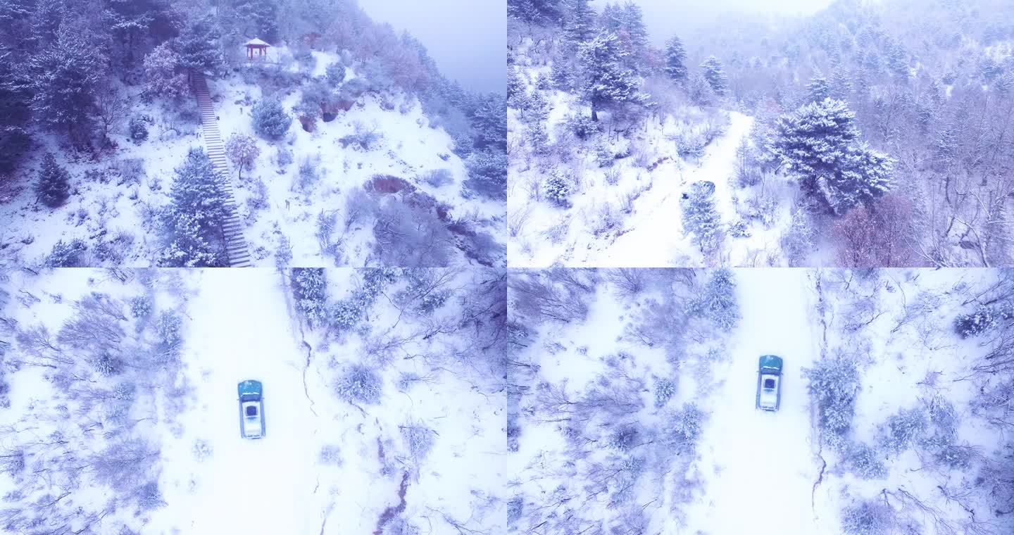 山西方山县梅洞沟森林公园雪景航拍2 WJ