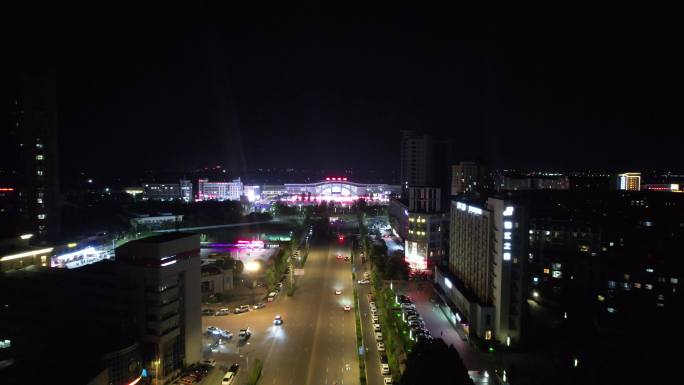 江苏连云港城市风光夜景灯光航拍