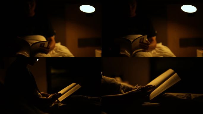 坐在床上看书 深夜看书男人看书 夜读