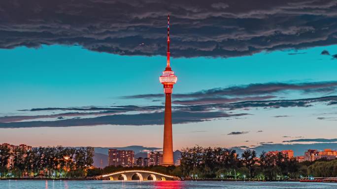 中央电视塔夜景延时